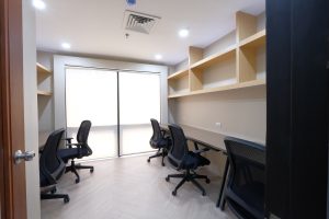 M Spaces micro office with workstations and ergonomic chairs