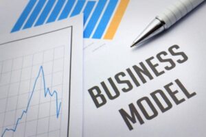 Close-up of business model document and charts.