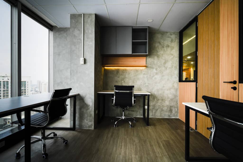 Private office workspace with modern interior design